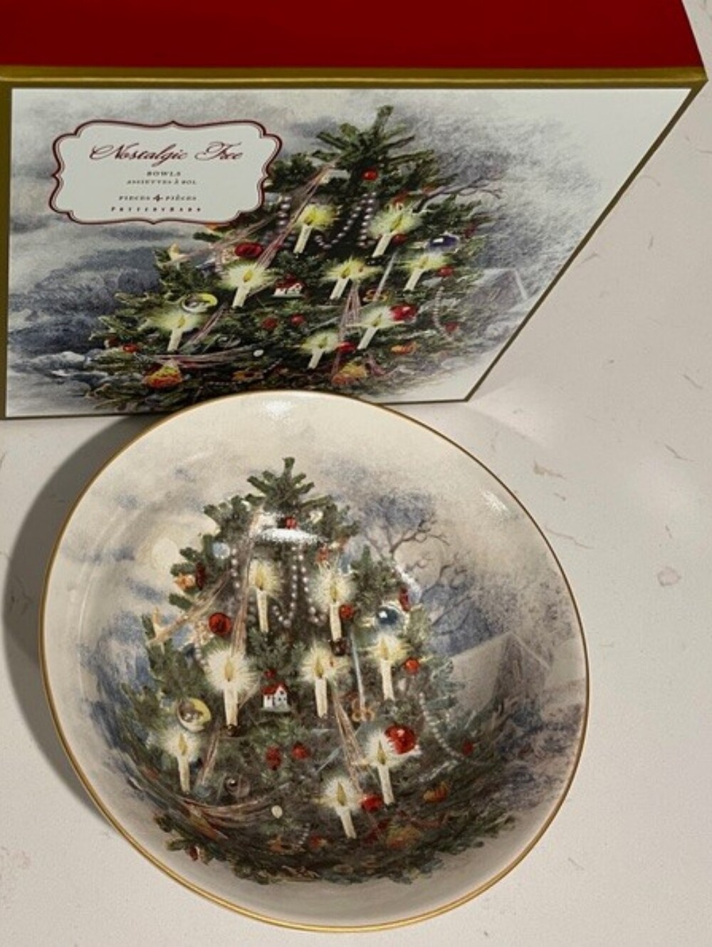 Pottery Barn Nostalgic Christmas Tree Bowls Set Of 4 In Box‎